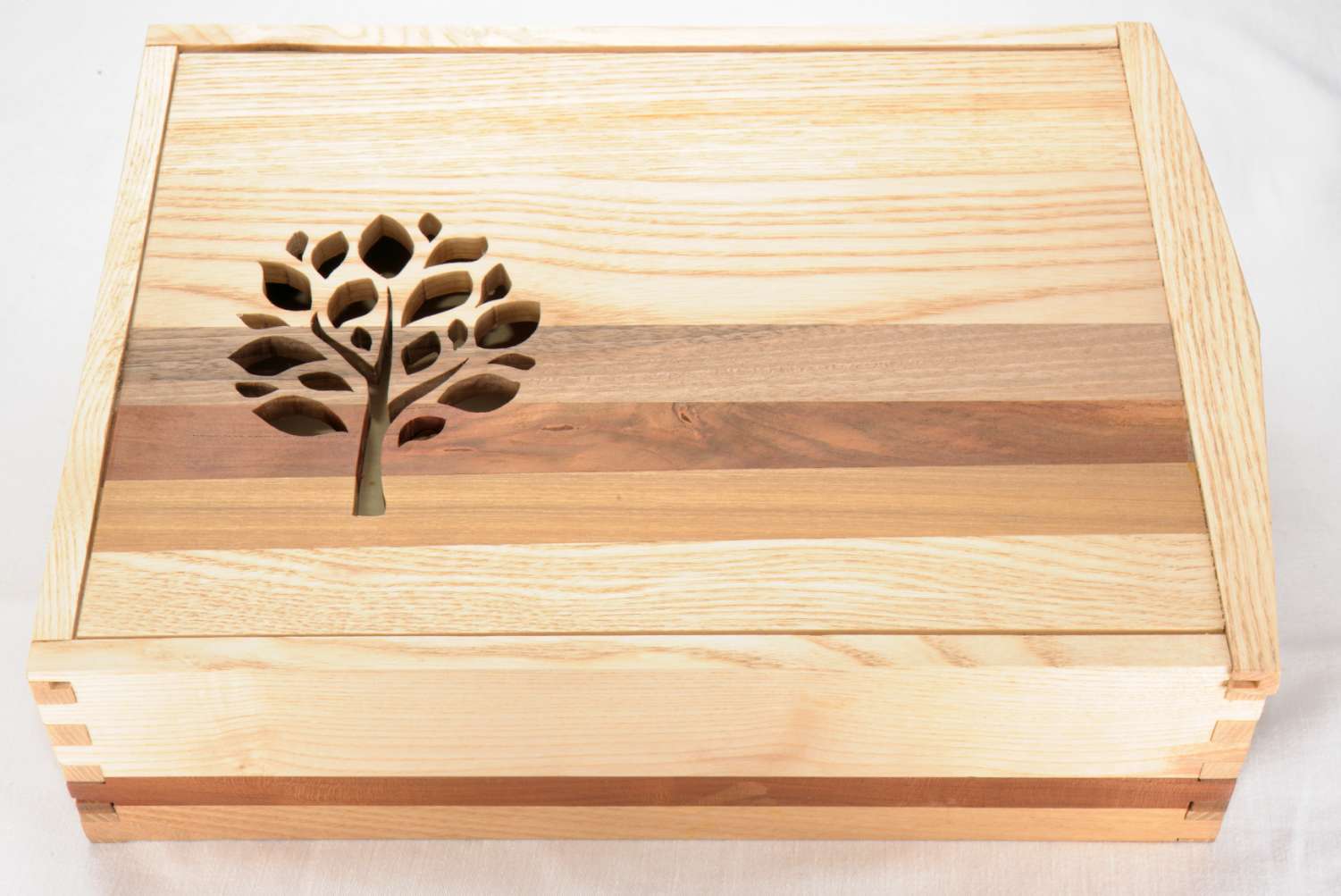 Holzkiste Baum dreifarbig